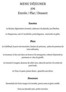 Bessem restaurant menu 37 euros Mandelieu-La-Napoule
