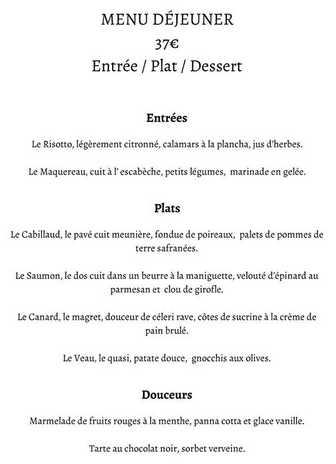Bessem restaurant menu 37 euros Mandelieu-La-Napoule